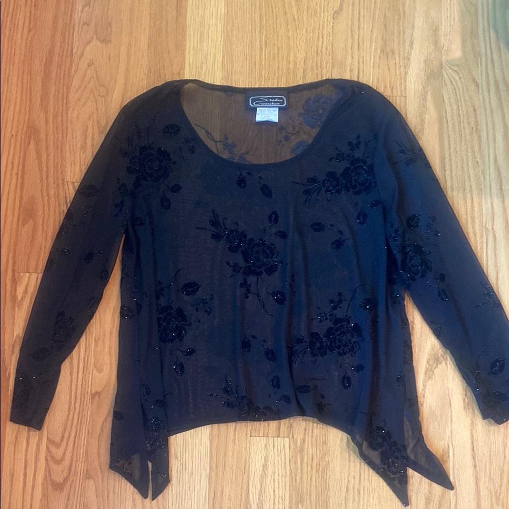 Black Sheer Floral Top